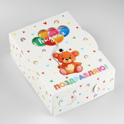 Коробка складная С ДР мишка 16*12*5 см 1 шт