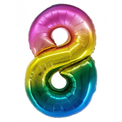 К Шар Цифра под воздух 8 радужная 86 см