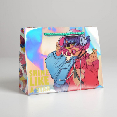 Пакет голография Девушка 18*23*10 1 шт