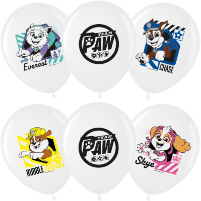 В 12" Пастель Щенячий патруль белые 25 шт