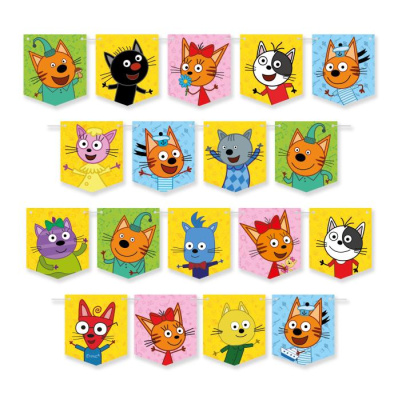 Гирлянда-вымпел Три кота Играем вместе 300 см 1 шт Гирлянда-вымпел Три кота Играем вместе 300 см 1 шт