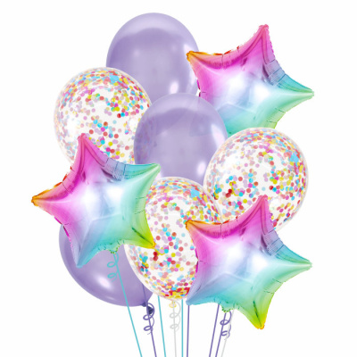 Букет Ассорти из шаров Звезды нежная радуга 9  шт Букет Ассорти из шаров Звезды нежная радуга 9  шт
