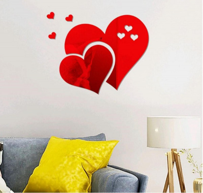 Наклейка зеркальная Сердце акрил 20*24 см 1 шт Наклейка зеркальная Сердце акрил 20*24 см 1 шт