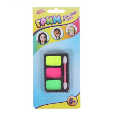 Грим 3 цвета неон+апликатор микс 1 шт