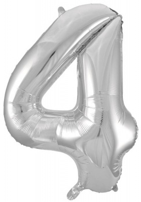 Шар Цифра 4 серебро 102 см