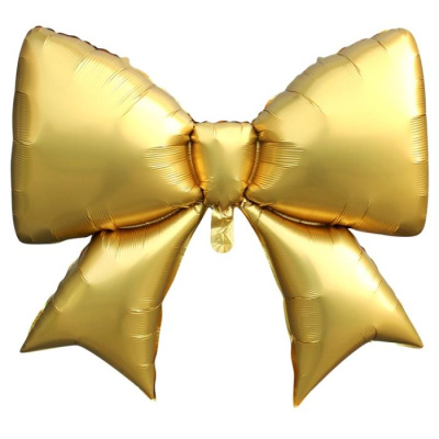 Шар фольга Фигура Бант золотой сатин 99 см (ВЗ)