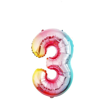 Шар Цифра 3 нежная радуга 102 см
