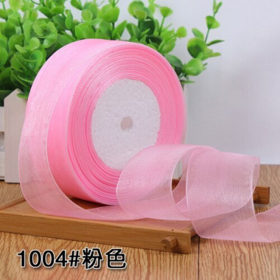 Лента Органза 2,5см*50м розовый 1 шт