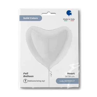 Шар фольга без рисунка Сердце 36" пастель Белое (Gr) в уп. Шар фольга без рисунка Сердце 36" пастель Белое (Gr) в уп.