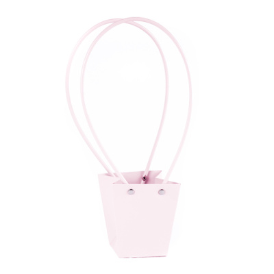 Пакет под цветы Конус нежно-сиреневый ручки пластик 9*6,5*10см 1 шт