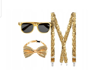 Набор Диско золото (подтяжки,бабочка,очки) 1 шт