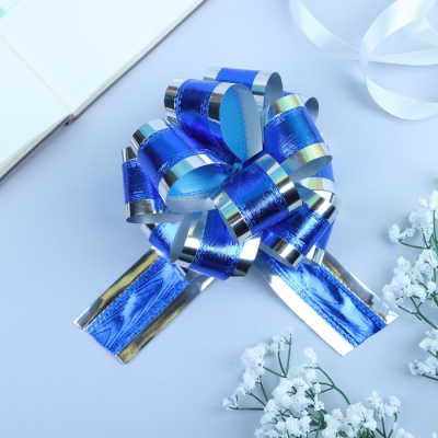 Бант-Шар №5 см синий в серебре 1 шт  