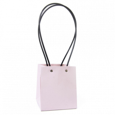 Пакет под цветы Квадрат розовый ручки пластик 13*13*15см 1 шт