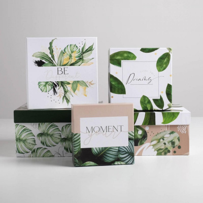 Коробка квадрат Тропики №4 20*20*11 см рис микс 1 шт